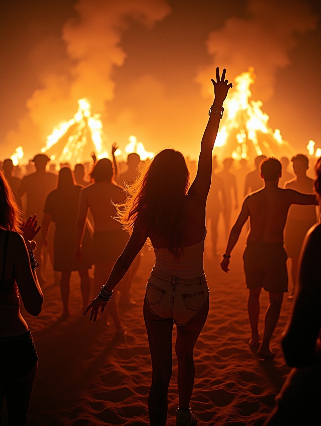 A crowd of people dancing and partying